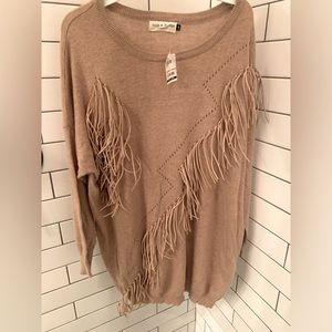 NWT Sweater with tassel details in beige-women’s XL